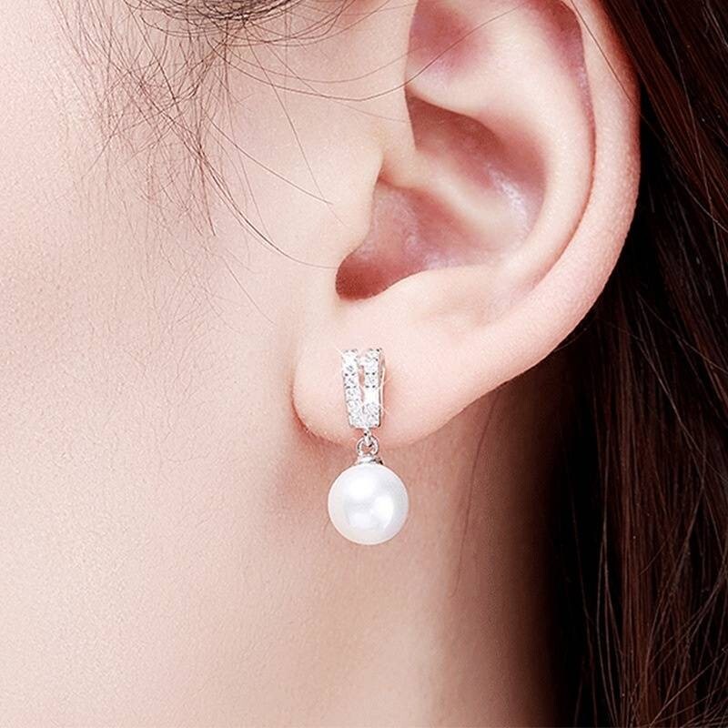 Unified Jewellery® Women's 925 Sterling Silver Pearl & Zircon Stud Earrings 6 UK