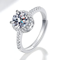925 Sterling Silver AAA Cubic Zirconia Halo Engagement Ring, 8mm Round Cut 376
