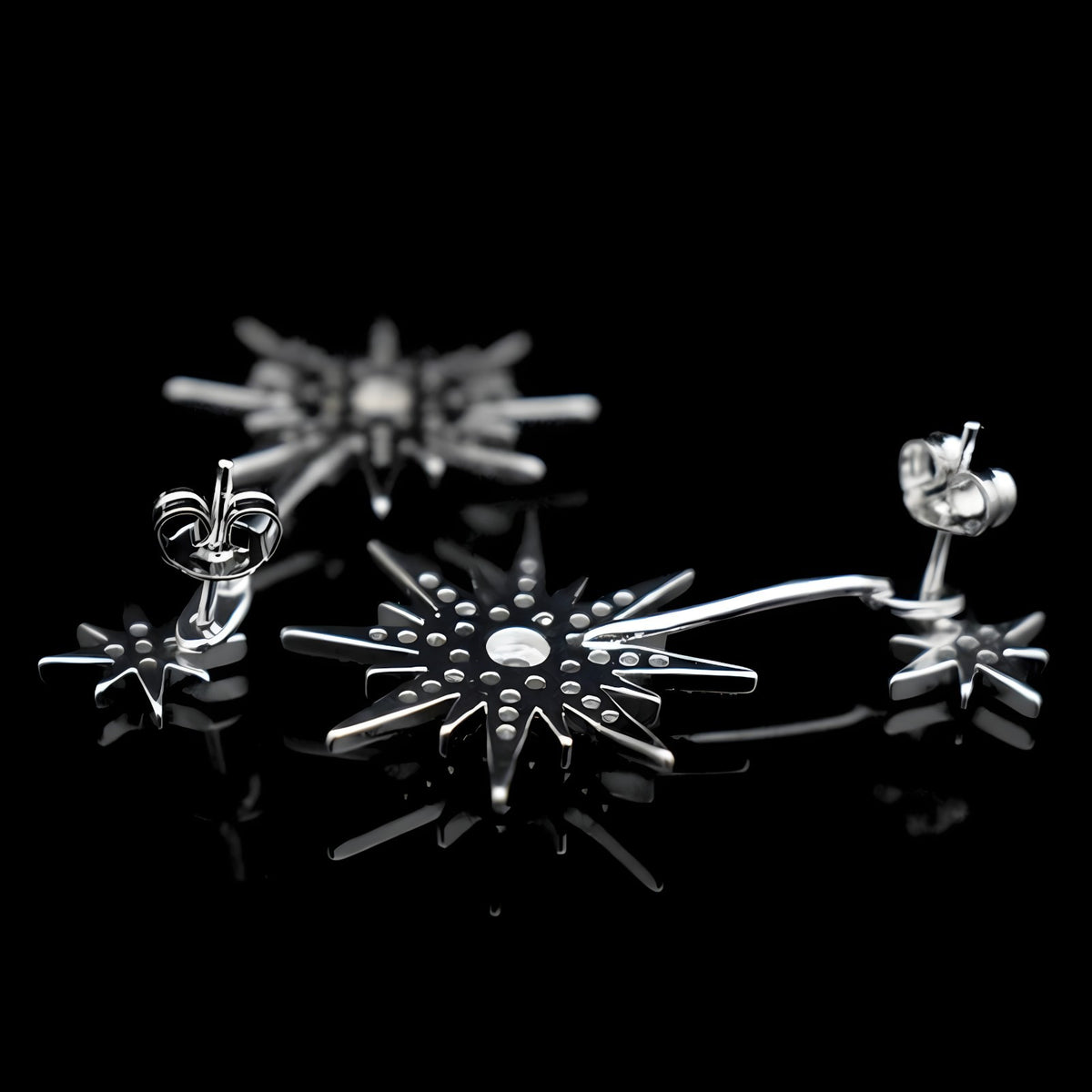 Sterling Silver Star Drop Earrings with Cubic Zirconia Dangle Earrings 342