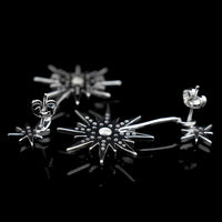 Sterling Silver Star Drop Earrings with Cubic Zirconia Dangle Earrings 342
