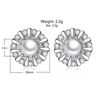 925 Sterling Silver Sunflower Stud Earrings Freshwater Pearl & Cubic Zircon 343