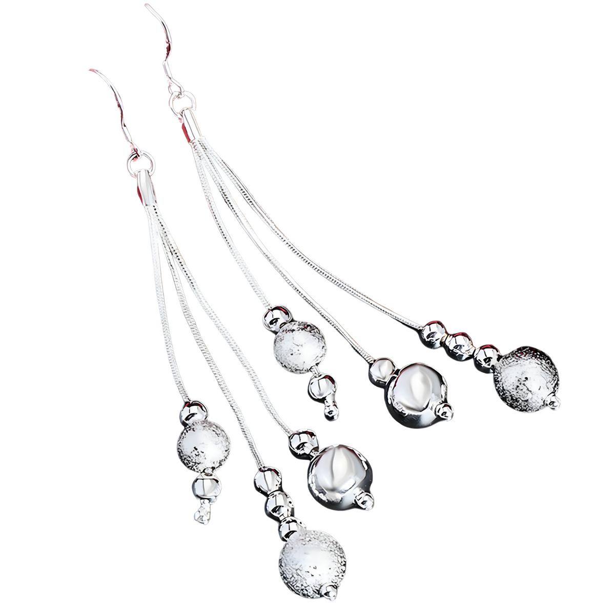 Frosted Bead 925 Sterling Necklace Women – Silver-Tone Snake Chain Jewelry 679
