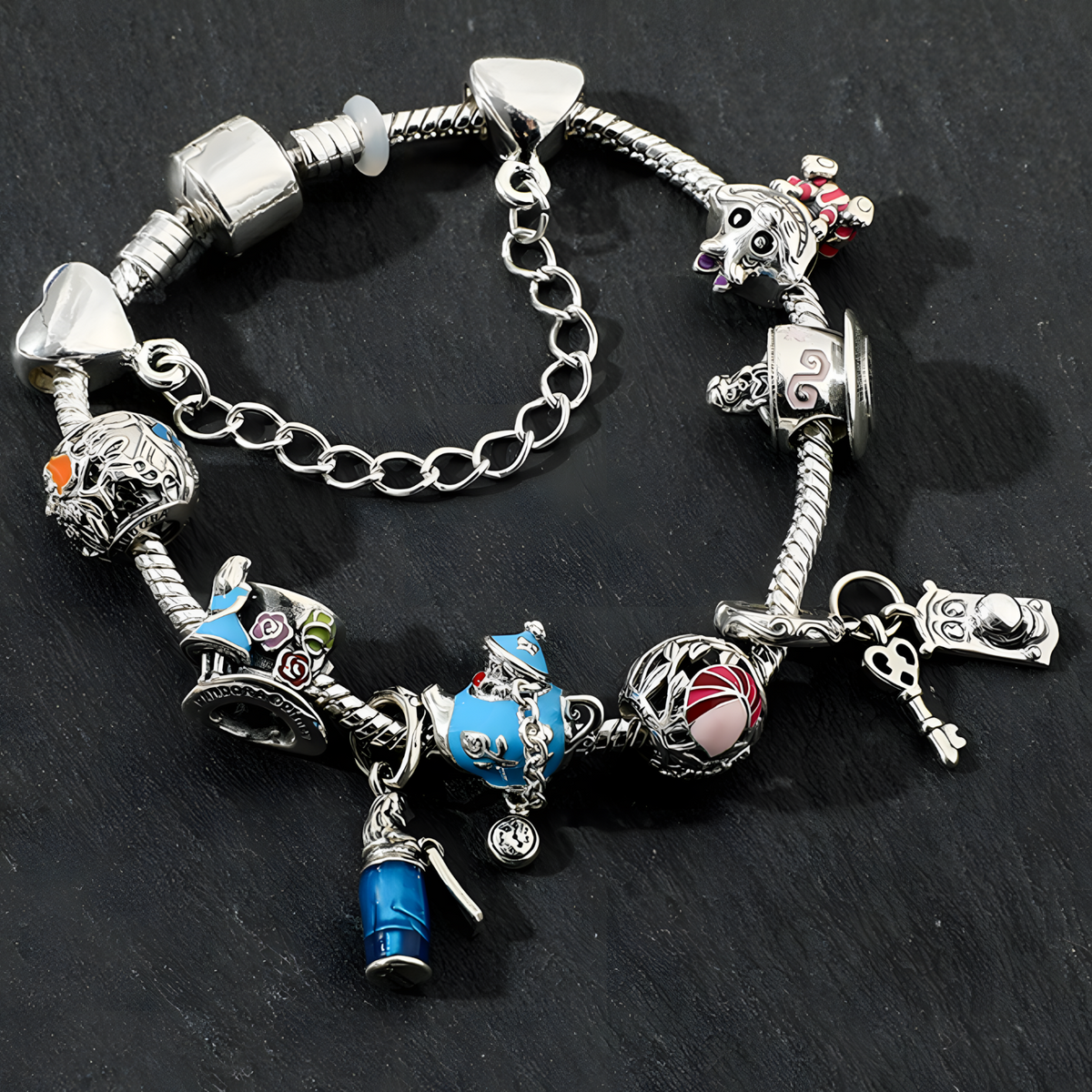 Storybook Charm Bracelet for Women–Zinc Alloy Snake Chain Colourful Enamel 1251