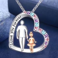 Father Daughter Heart Necklace for Women – Zinc Alloy Pendant Multi-Colour 1246