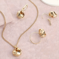 3 PCS Gold Lucky Knot Jewelry Set Women Zinc Alloy Necklace, Earrings 706