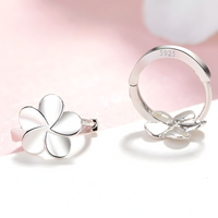 925 Silver-Plated Alloy Flower Hoop Earrings for Women –Clover Petal Design 1032