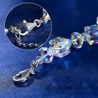Iridescent Crystal Beaded Bracelet Sweet Temperament Handwork Alloy Lobster 577