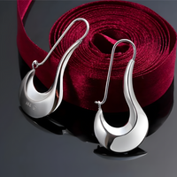 Smooth Wave Drop Earrings for Women – Copper Alloy with 925 Silver Plating 1234