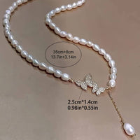 Butterfly Necklace Faux Pearls Beads Elegant Bead Necklace Rhinestones 69 UK