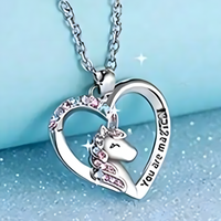 Unicorn Heart Necklace "You Are Magical" Engraving, Cute Unicorn Jewelry B133