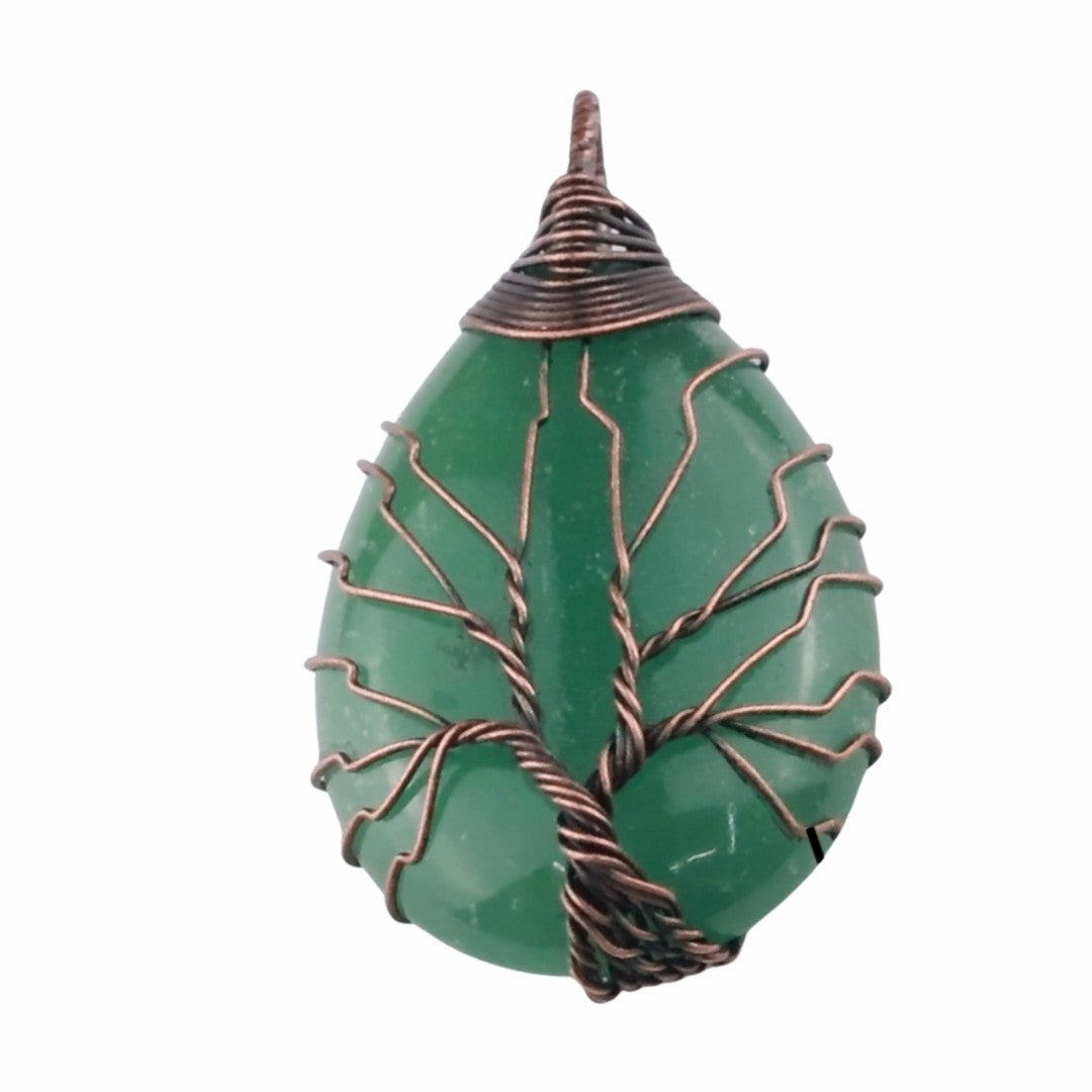 Green Tree Of Life Pendant Necklace Women Oval Gemstone Statement Healing 1346