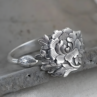 Unified Jewellery Premium Floral Statement Ring Adjustable 13mm Women 1832