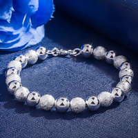 8MM Frosted Beads 925 Sterling Silver Bracelet For Woman Man Wedding Party 1834