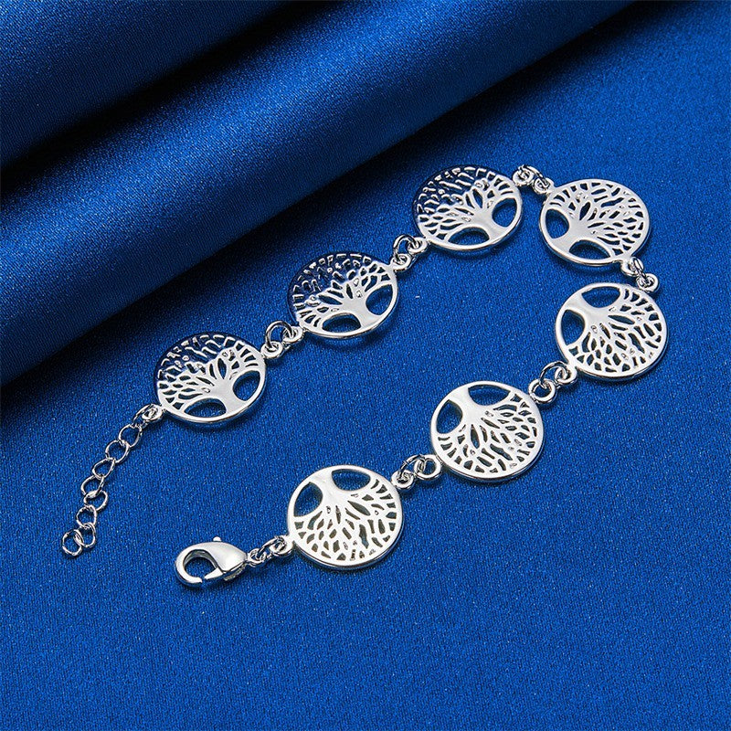 925 Sterling Silver Tree Of Life Bracelet Women Silver Chain Link Charm 1748