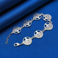 925 Sterling Silver Tree Of Life Bracelet Women Silver Chain Link Charm 1748