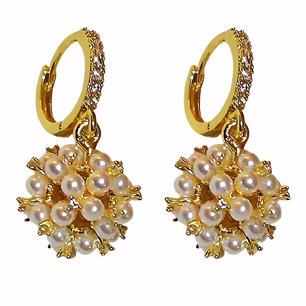 Elegant Zirconia and Faux Pearl Pendant Earrings for Teen Girls, Exquisite 111