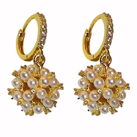 Elegant Zirconia and Faux Pearl Pendant Earrings for Teen Girls, Exquisite 111