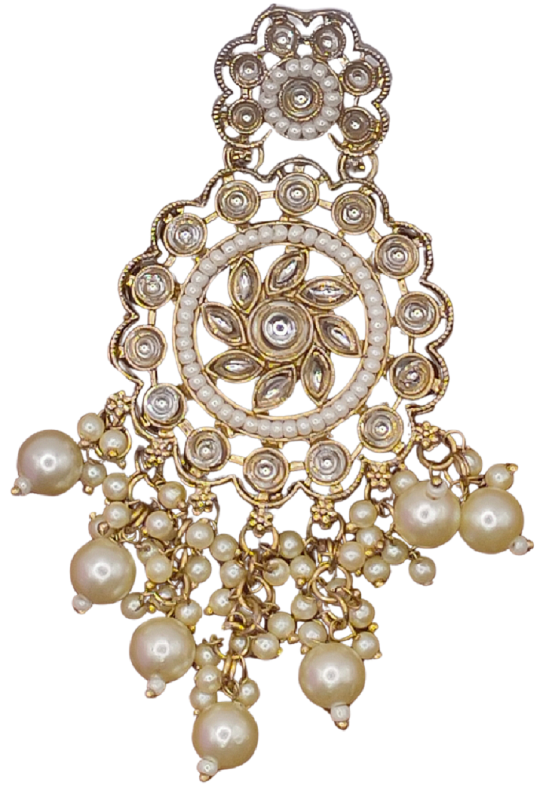 Elegant Bollywood Inspired Gold Kundan Earrings - Traditional Indian Jewelry 193