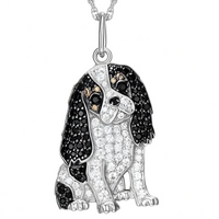 Cavalier King Charles Spaniel Dog Pendant Necklace For Women Silver Tone B241