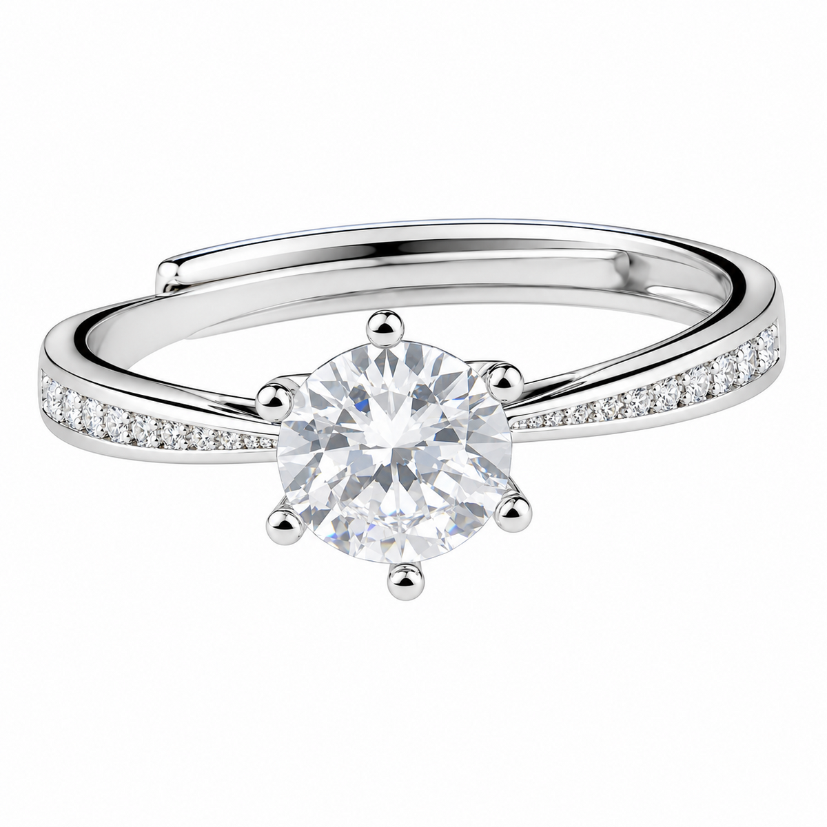 Women's Adjustable Round Brilliant Zircon Engagement Ring Elegant Solitaire 1614