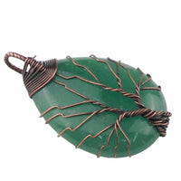 Green Tree Of Life Pendant Necklace Women Oval Gemstone Statement Healing 1346