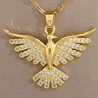 Gold Tone Stainless Steel Phoenix Bird Necklace for Women– Sparkling Zircon 1152