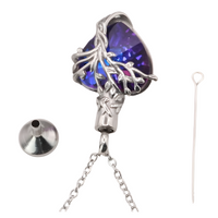 Heart Tree of Life Urn Necklace Crystal Funnel Filler 316L Stainless Steel B215
