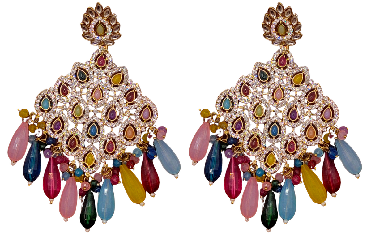 Elegant Bollywood Inspired Gold Kundan Earrings - Traditional Indian Jewelry 183