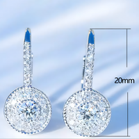 925 Silver-Plated Round Halo Drop Earrings Women – Sparkling Cubic Zirconia 891