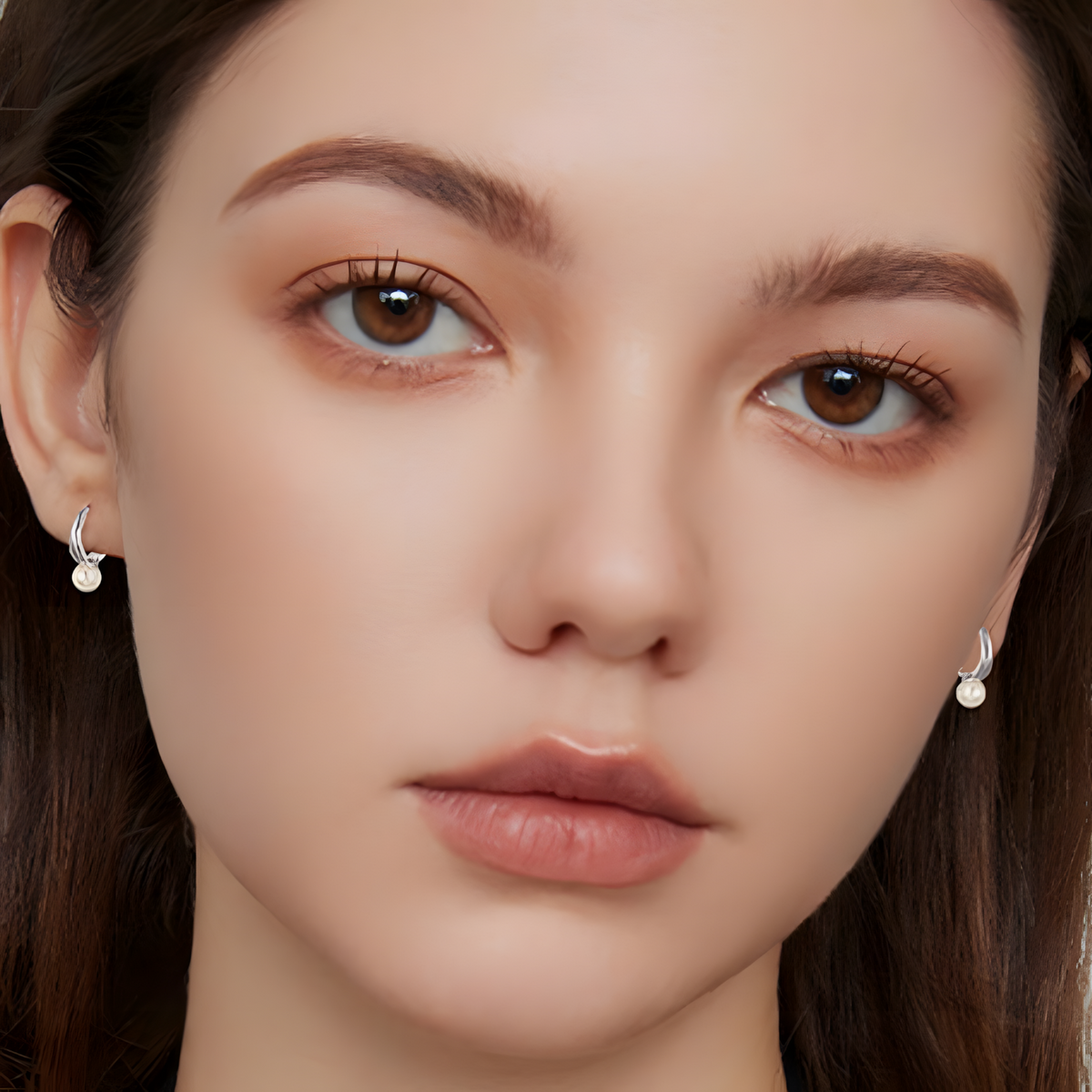 925 Silver-Plated Pearl Hoop Earrings for Women – Simulated Water Drop Pearl 938