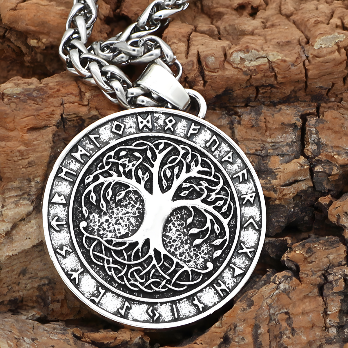Nordic Vintage Tree of Life Rune Necklace Antique Bronze Silver Tone Unisex B66