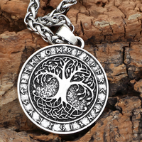 Nordic Vintage Tree of Life Rune Necklace Antique Bronze Silver Tone Unisex B66