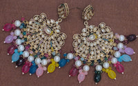 Elegant Bollywood Inspired Gold Kundan Earrings - Traditional Indian Jewelry 182