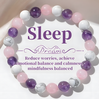 8mm Sleep Bracelet – Amethyst, Rose Quartz & Howlite Beads, 8mm Round Beads 1487