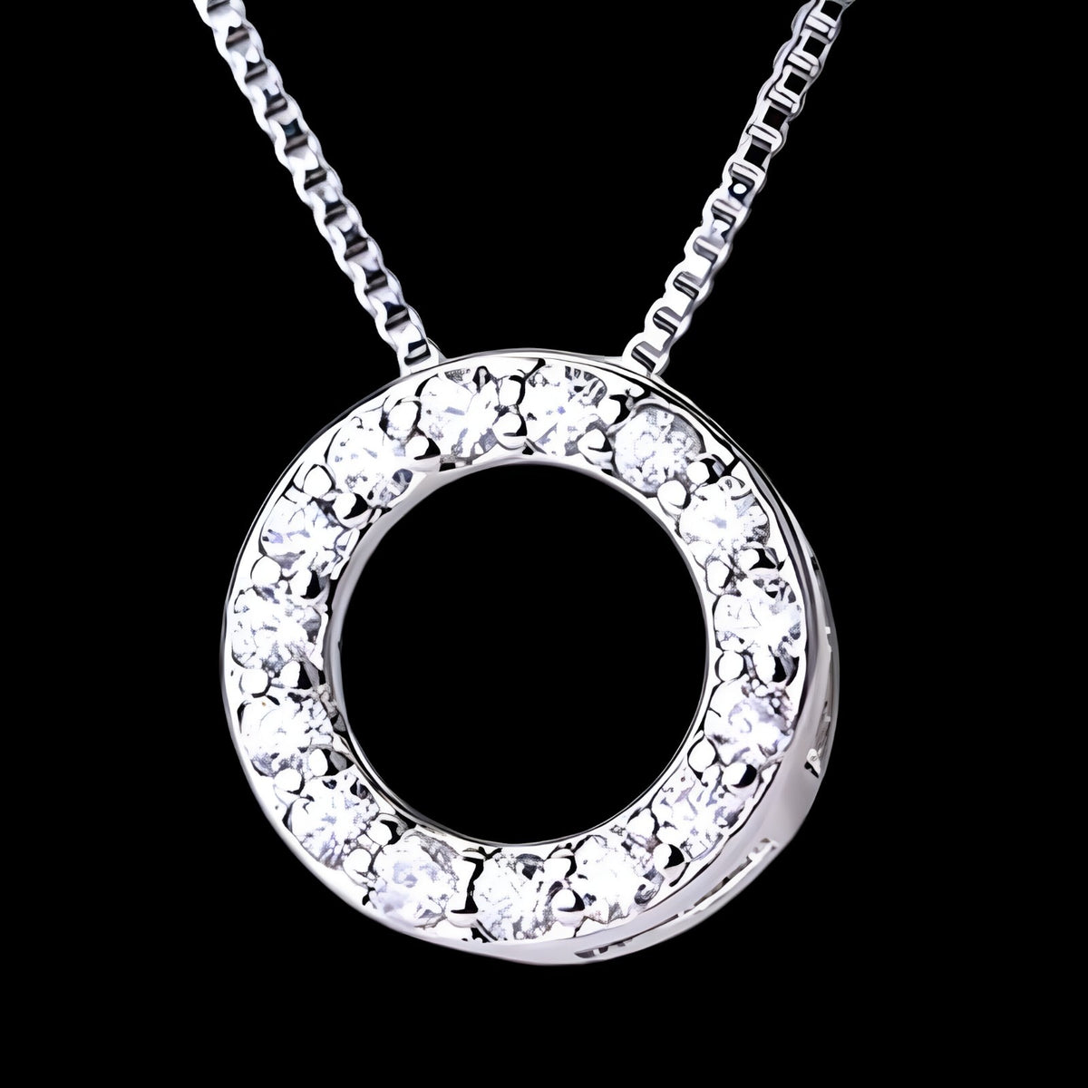 925 Sterling Silver Jewelry Round Zircon Pendants Necklaces Women Fine Semi 266