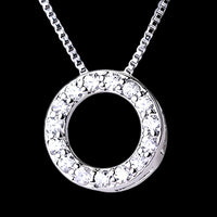 925 Sterling Silver Jewelry Round Zircon Pendants Necklaces Women Fine Semi 266