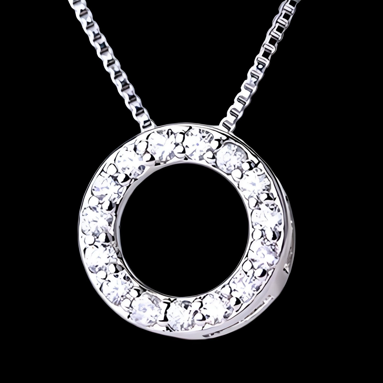 925 Sterling Silver Jewelry Round Zircon Pendants Necklaces Women Fine Semi 266