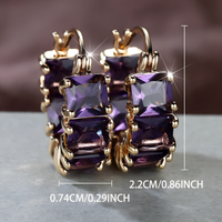 Square Zircon Hoop Earrings for Women | 2.2cm Champagne Gold Plated U Shaped 570