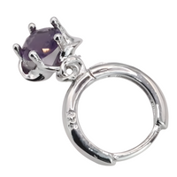 925 Sterling Silver Plated Purple Crystal Flower Drop Earrings Gift 464