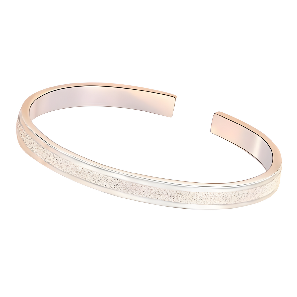 Unified Jewellery Premium Frosted Stripe Adjustable Open Cuff Bangle 1839