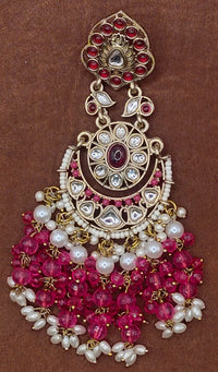 Elegant Bollywood Inspired Gold Kundan Earrings - Traditional Indian Jewelry 206