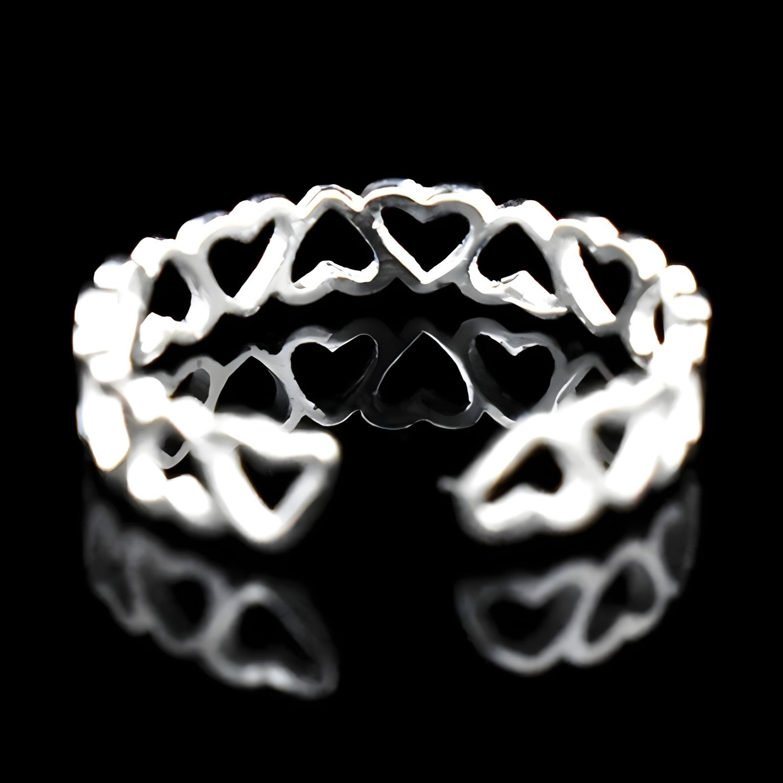 Unified Jewellery Sterling Silver Heart Ring(Adjustable)Open Heart Band Ring 389