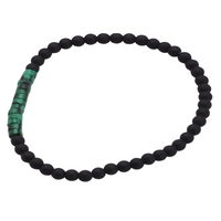 Malachite Stone and Matte Onyx Minimalist Bracelet, 4mm Beaded Strand B126