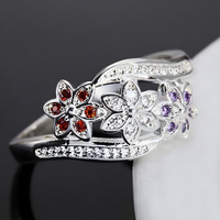 Unified Jewellery Premium Multicolour Crystal Floral Adjustable Ring 1840