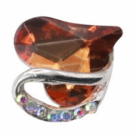 Orange Crystal Heart Pendant Necklace - Silver Plated Alloy Brass Fashion B319