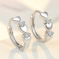 Silver-Plated Heart Hoop Earrings for Women – Dainty CZ Heart Dangle Hoops 995