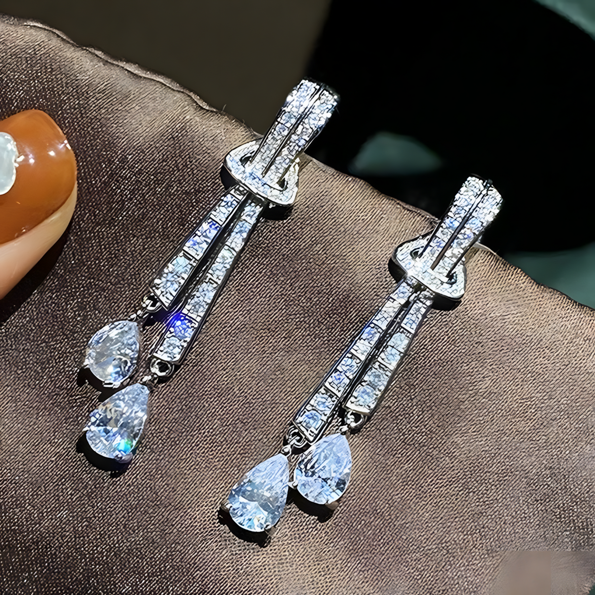 Bling Long Tassel Drop Earrings Women Geometric CZ Dangle Earrings Trendy 1390