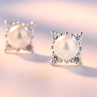 Dainty 925 Sterling Silver Pearl Stud Earrings Elegant & Minimalist Jewelry 302