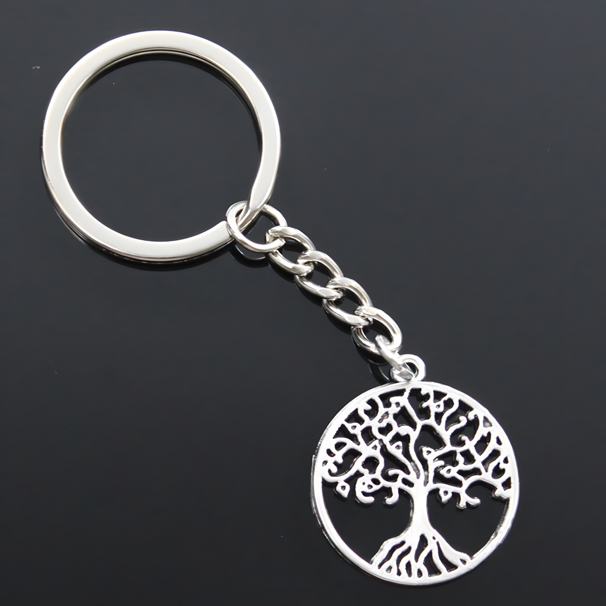 Tree of Life Keychain for Men & Women – Zinc Alloy Metal Round Pendant 30mm 1138
