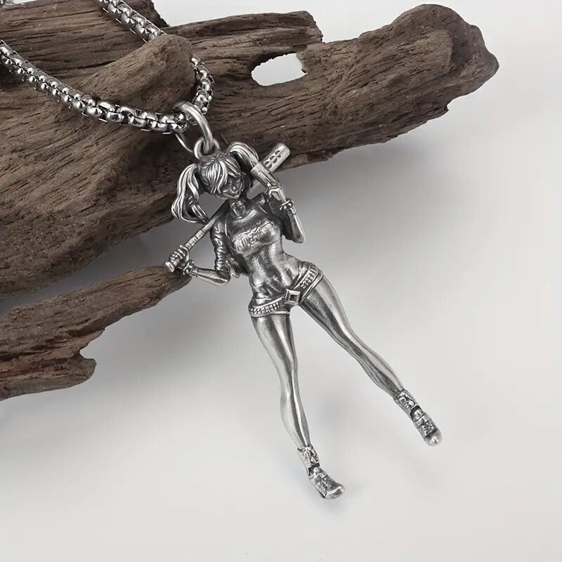 Exquisite Silver Necklace With Female Playing Baseball Pendant For Men 60 UK